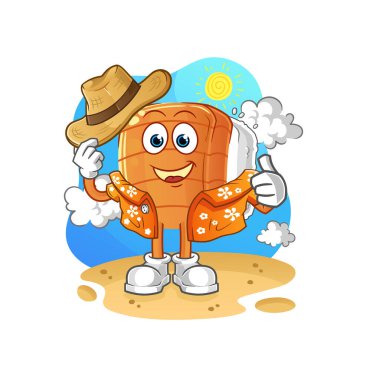 Suşi tatile gider. çizgi film maskotu vektörü