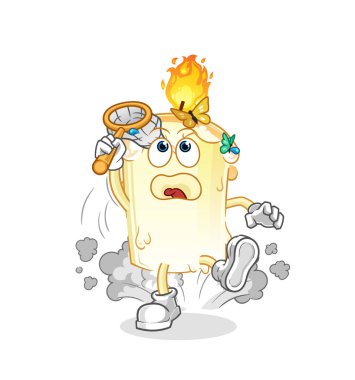 Mum yakalama kelebek çizimi. karakter vektörü