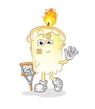 Topallayan sopayla mum tutması. çizgi film maskotu vektörü