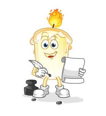 Mum yazıcı vektörü. çizgi film karakteri