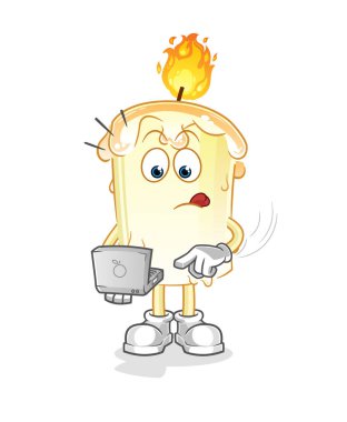 Dizüstü bilgisayarlı bir maskot. çizgi film vektörü