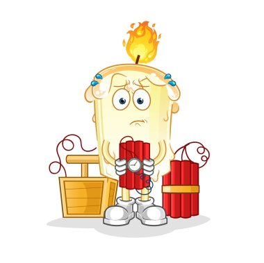 Mum tutan dinamit karakteri. çizgi film maskotu vektörü