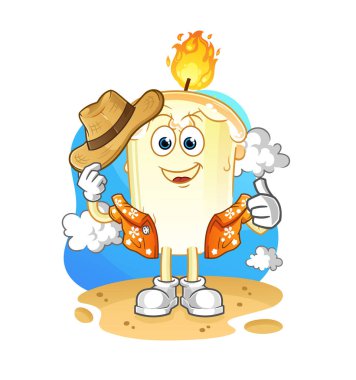 Mum tatile gider. çizgi film maskotu vektörü