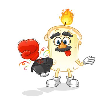 Kutudaki mum şakası eldiveni. çizgi film maskotu