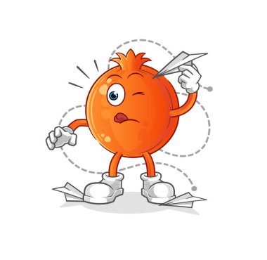 Kağıt uçak karakterli nar. çizgi film maskotu vektörü