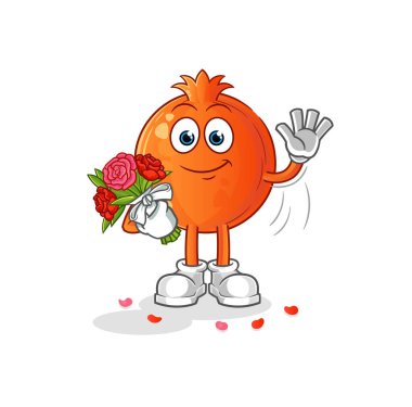 Buket maskotlu nar. çizgi film vektörü