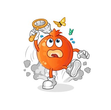 Nar, kelebek resmi yakalar. karakter vektörü