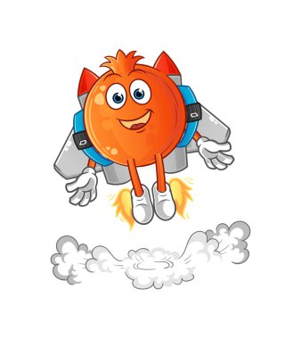 Jet pack maskotlu nar. çizgi film vektörü