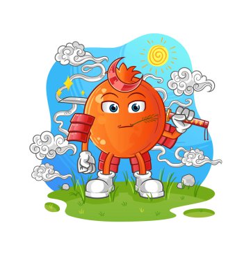 Nar samuray çizgi filmi. çizgi film maskotu vektörü