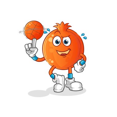 Sepet top maskotu oynayan nar. çizgi film vektörü