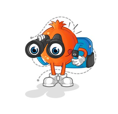 Dürbünlü nar karakteri. çizgi film maskotu vektörü