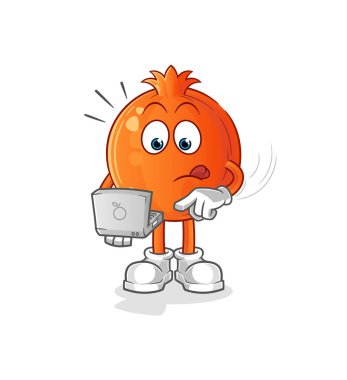 Laptop maskotlu nar. çizgi film vektörü