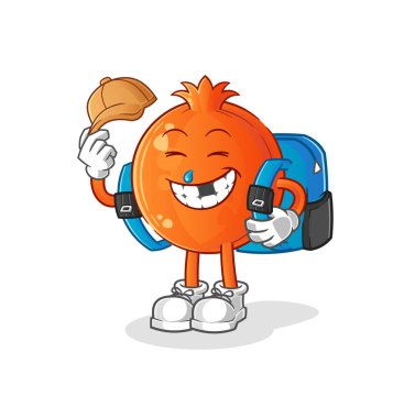 Nar okul vektörüne gider. çizgi film karakteri