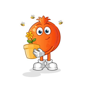 Nar ve saksı. karakter vektörü