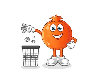 Nar, çöp maskotu. çizgi film vektörü