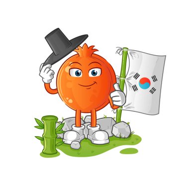 Nar Koreli karakter. çizgi film maskotu vektörü