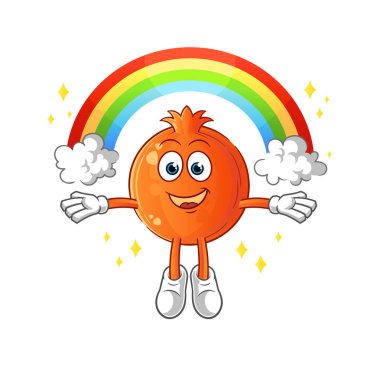 Gökkuşaklı bir nar. çizgi film vektörü