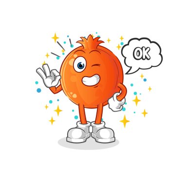 Nar maskot olmayı kabul eder. çizgi film vektörü