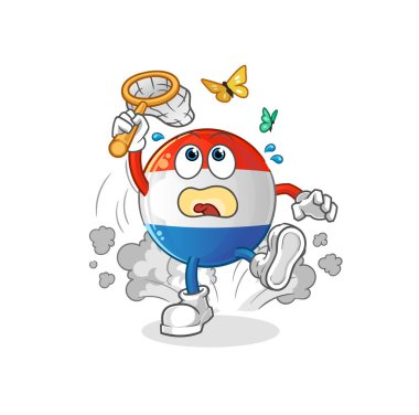 Hollanda bayrağı kelebek resmi yakaladı. karakter vektörü