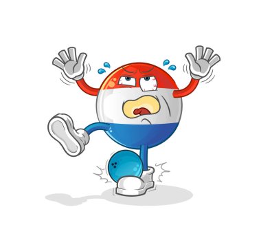 Hollanda bayrağı Hiten, bowling çizgi filminden. çizgi film maskotu vektörü