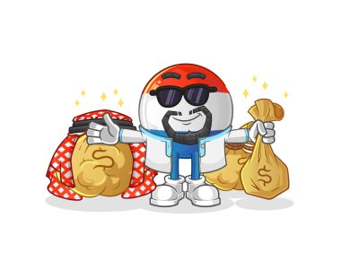 Hollanda bayrağı zengin Arap maskotu. çizgi film vektörü