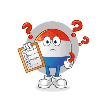 Hollanda bayrağı çizelgesi vektörü. çizgi film karakteri