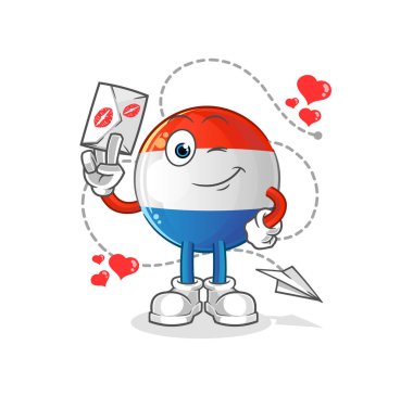 Flaman bayrağında aşk mektubu illüstrasyonu var. karakter vektörü