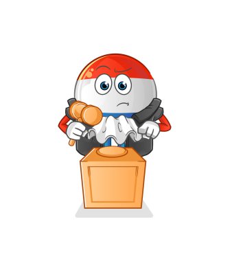 Hollanda bayrağı hakimi tokmağı tutuyor. karakter vektörü