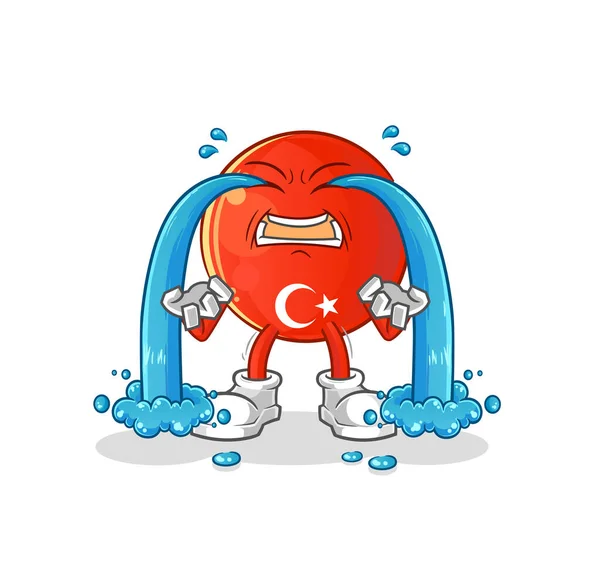 Turecka Flaga Płacząca Ilustracja Wektor Charakteru — Wektor stockowy