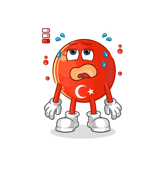 Bandera Turca Mascota Batería Baja Vector Dibujos Animados — Archivo Imágenes Vectoriales