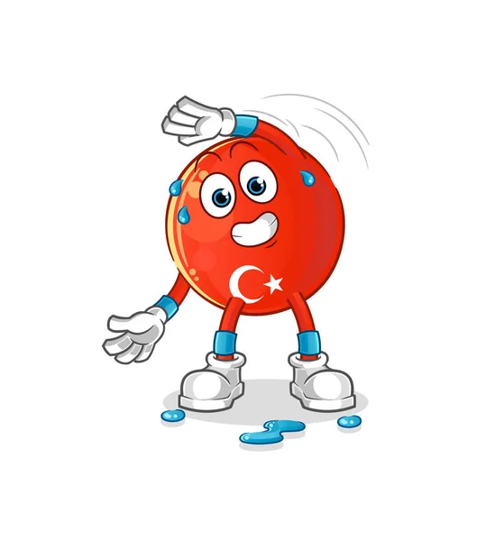 トルコ国旗のストレッチキャラクター 漫画マスコットベクトル — ストックベクタ