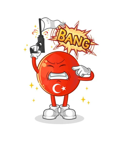 Bandera Turca Alerta Tiro Mascota Vector Dibujos Animados — Archivo Imágenes Vectoriales