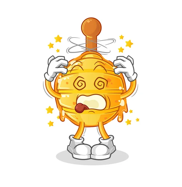 Mel Madeira Dipper Mascote Cabeça Tonta Vector Dos Desenhos Animados — Vetor de Stock