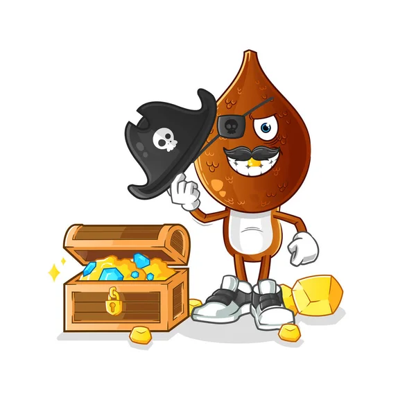 Slang Fruit Hoofd Cartoon Piraat Met Schat Mascotte Cartoon Vector — Stockvector