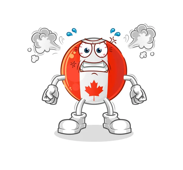 Canada Vlag Zeer Boos Mascotte Cartoon Vector — Stockvector
