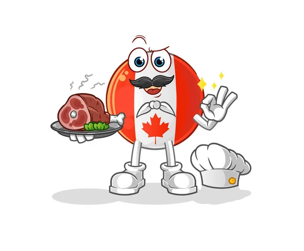 Kanada Flagge Koch Mit Fleisch Maskottchen Karikaturenvektor — Stockvektor
