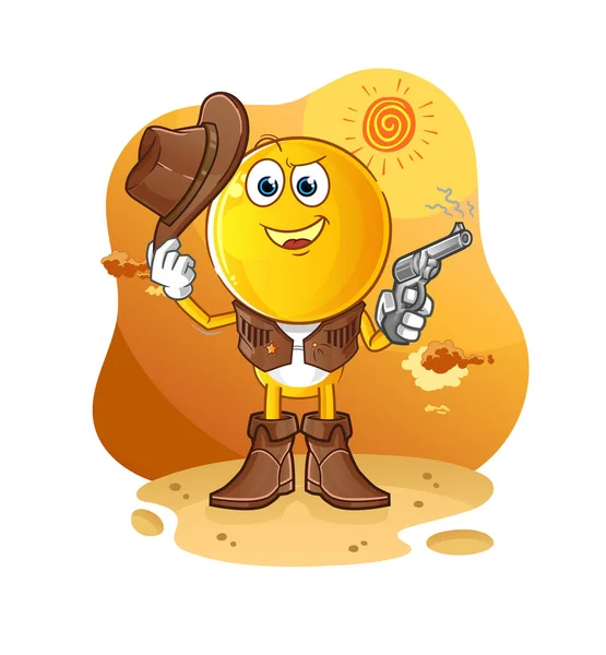 Emoticon Fej Rajzfilm Cowboy Pisztoly Karakter Vektor — Stock Vector