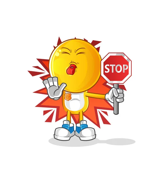 Moticon Head Cartoon Holding Stop Sign Вектор Талисмана Мультфильма — стоковый вектор