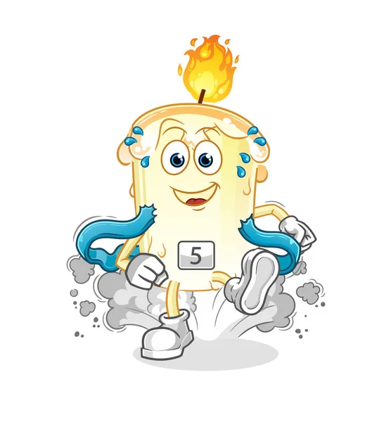 Candle Runner Character Cartoon Mascot Vector — Stock Vector