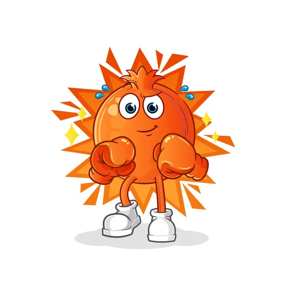 Granatapfel Boxerfigur Cartoon Maskottchen — Stockvektor