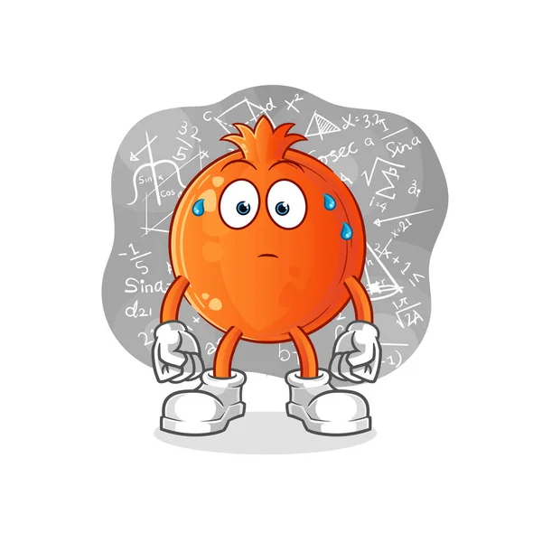 Pomegranate Thinking Hard Vector Cartoon Character — Stock Vector