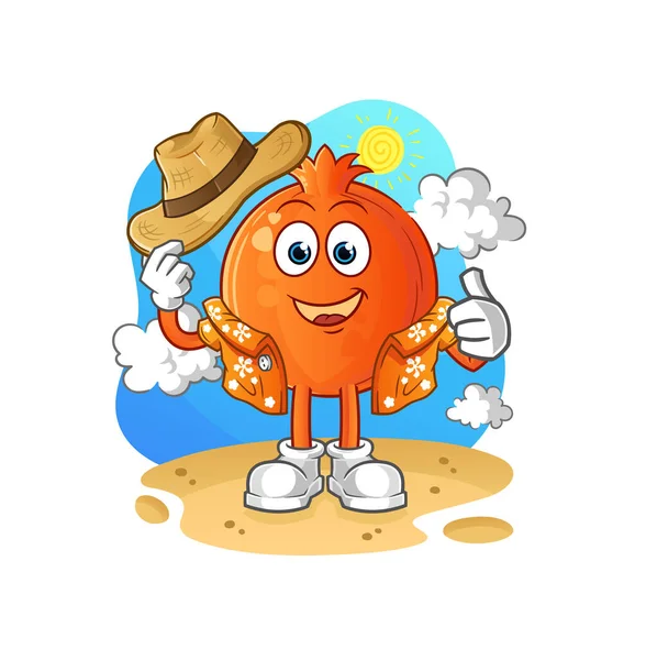 Pomegranate Vacation Cartoon Mascot Vector — Stock Vector