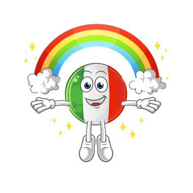 Gökkuşaklı İtalya bayrağı. çizgi film vektörü