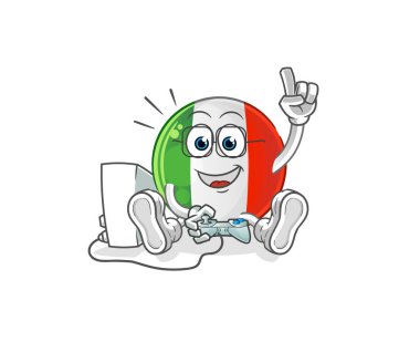 İtalya bayrağı video oyunları oynuyor. çizgi film karakteri