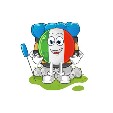 İtalya bayrağı kamp maskotu olsun. çizgi film vektörü