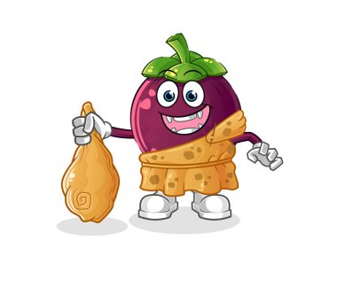 Mangosteen antik çizgi filmi. çizgi film maskotu vektörü