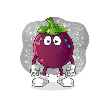 Mangosteen sert vektör düşünüyor. çizgi film karakteri