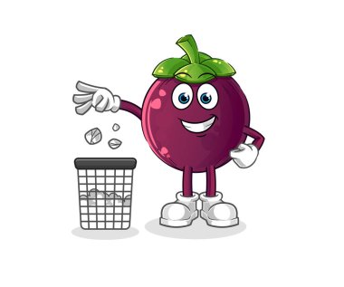 Mangosteen Çöp maskotu at. çizgi film vektörü