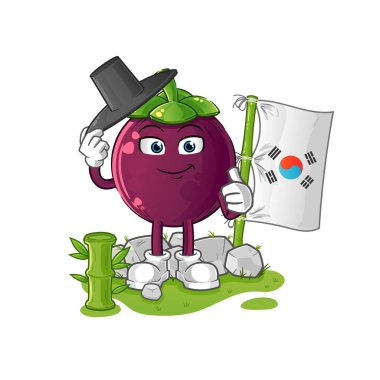 Mangosteen Koreli karakter. çizgi film maskotu vektörü