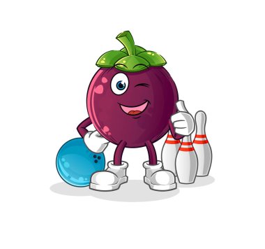 Mangosteen bowling oynuyor. karakter vektörü